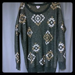 Oversized tribal pattern knit sweater